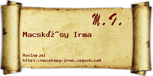 Macskásy Irma névjegykártya