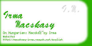 irma macskasy business card